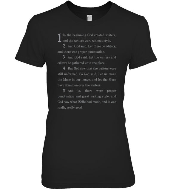 GENESIS ACCORDING TO WRITERS t-shirt