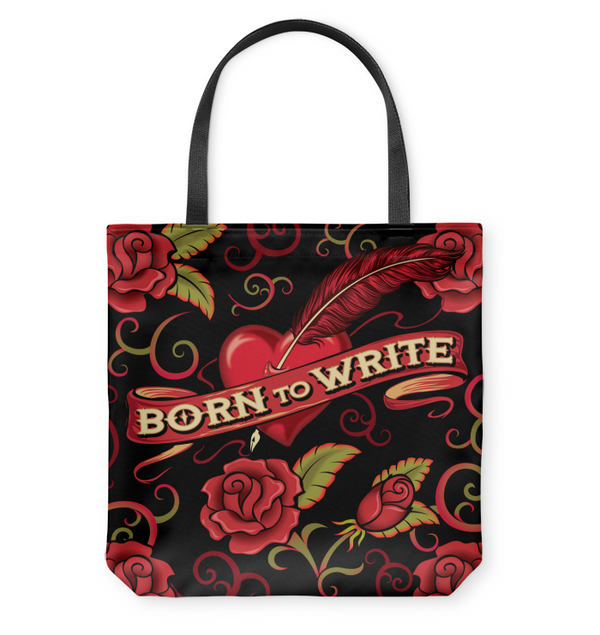 BORN TO WRITE large tote bag
